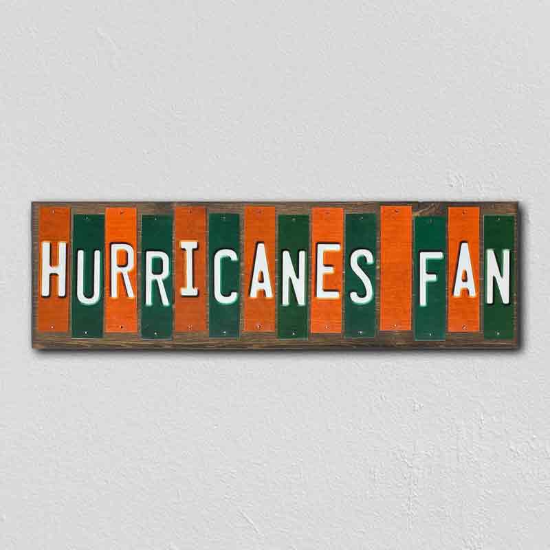 Hurricanes Fan Team Colors College Fun Strips Novelty Wood Sign WS-933