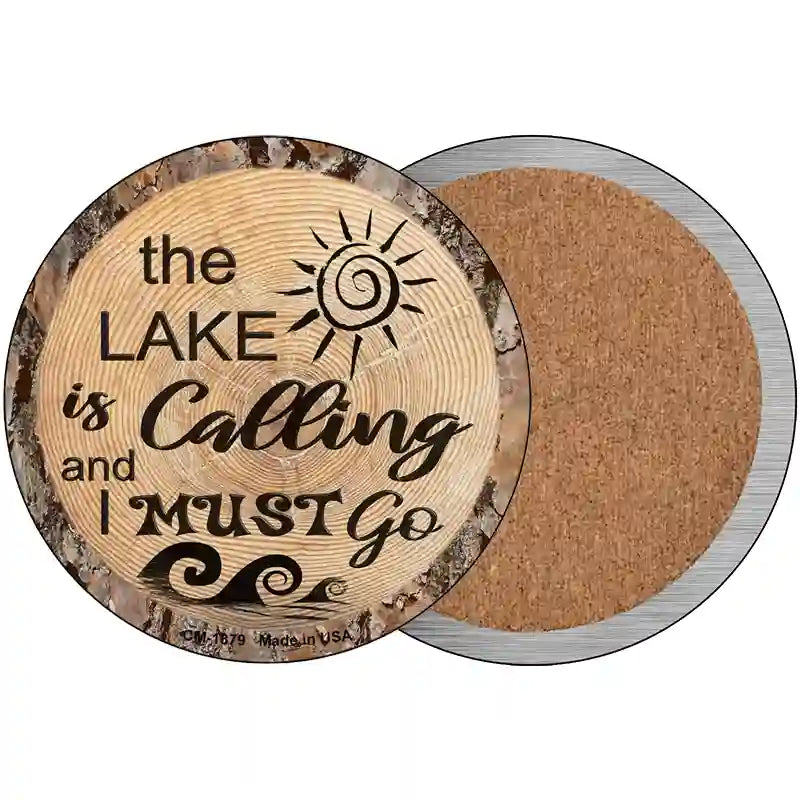 Lake is Calling Novelty Circle Coaster Set of 4 3.5" Coaster (Sets of 4) (CC)