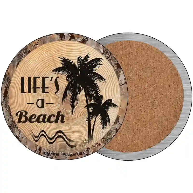 Lifes a Beach Novelty Circle Coaster Set of 4