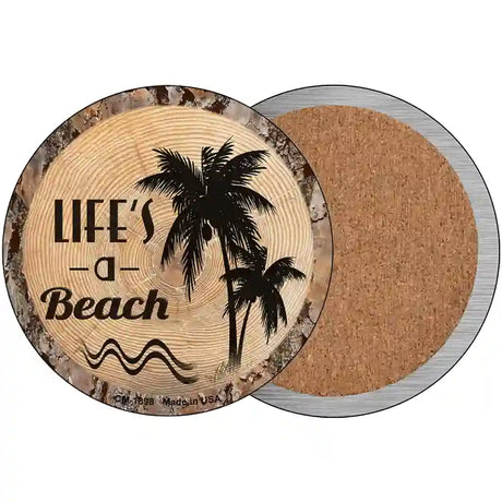 Lifes a Beach Novelty Circle Coaster Set of 4