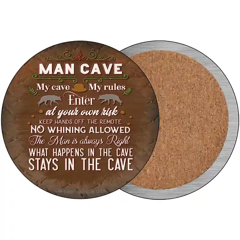 No Whining In Cave Novelty Circle Coaster Set of 4