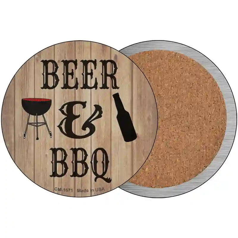 Beer And BBQ Novelty Circle Coaster Set of 4