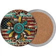 Turquoise Concho Sunflower Novelty Circle Coaster Set of 4