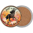 Just A Girl Loves Horses Orange Novelty Circle Coaster Set of 4