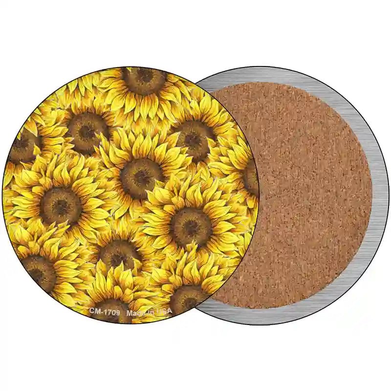 Sunflowers Filled Novelty Circle Coaster Set of 4
