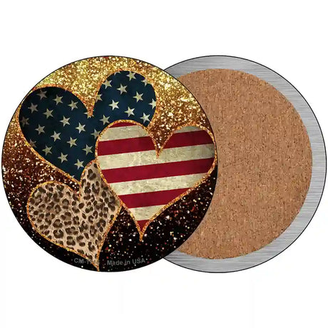 Stars Stripes Animal Print Hearts Novelty Circle Coaster Set of 4