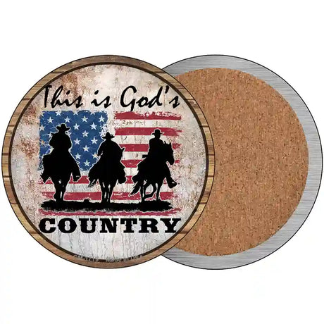 Gods Country Three Horsemen Novelty Circle Coaster Set of 4