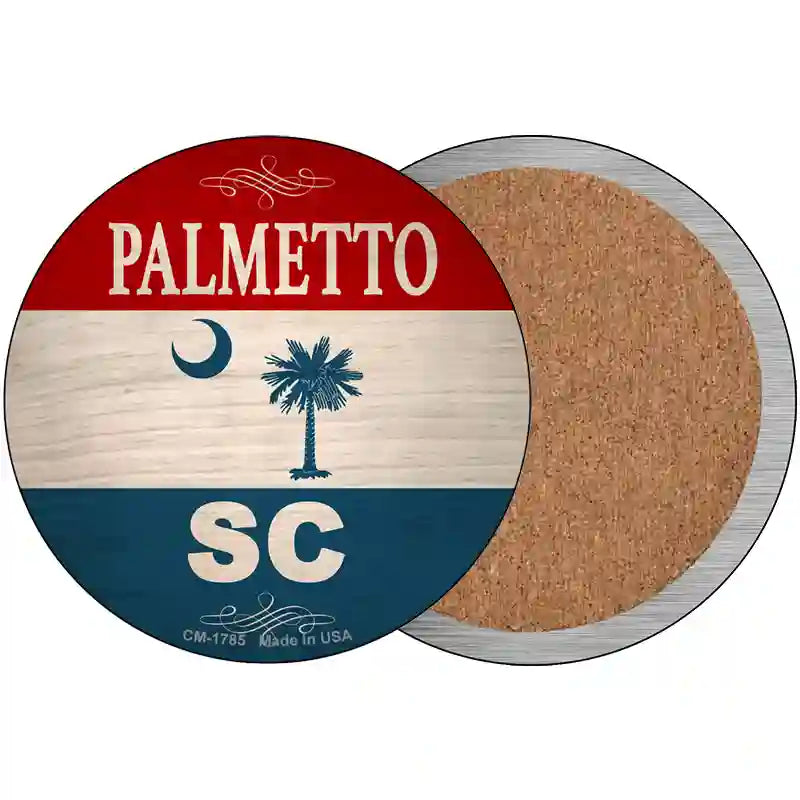 Palmetto SC Flag Novelty Circle Coaster Set of 4