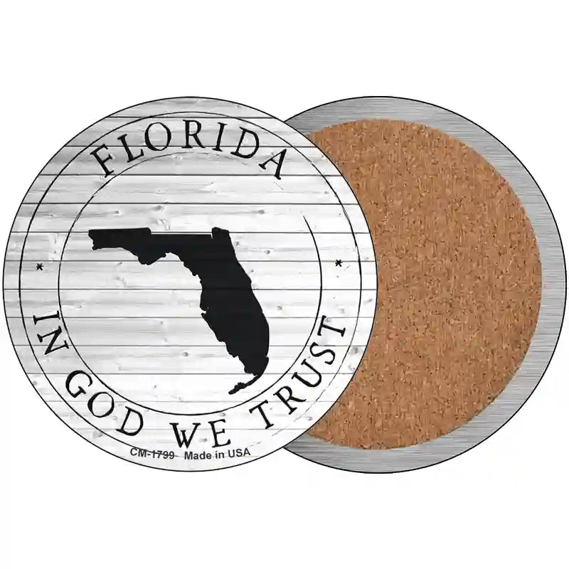 Florida In God We Trust Novelty Circle Coaster Set of 4 CC-1799