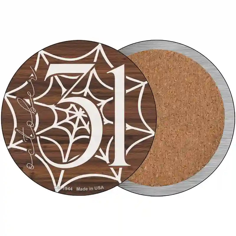 October 31st Spiderweb Novelty Circle Coaster Set of 4