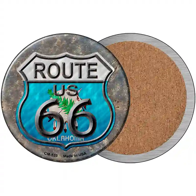 Oklahoma Route 66 Novelty Circle Coaster Set of 4
