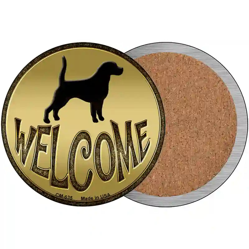 Welcome With Dogs Novelty Circle Coaster Set of 4