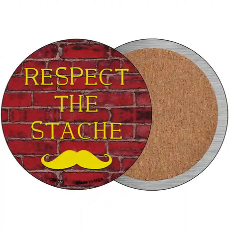 Respect The Stache Novelty Circle Coaster Set of 4 3.5" Coaster (Sets of 4) (CC)