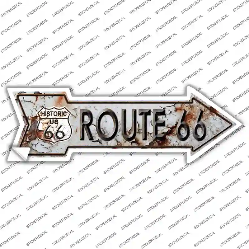 Rusty Route 66 Novelty Arrow Sticker Decal
