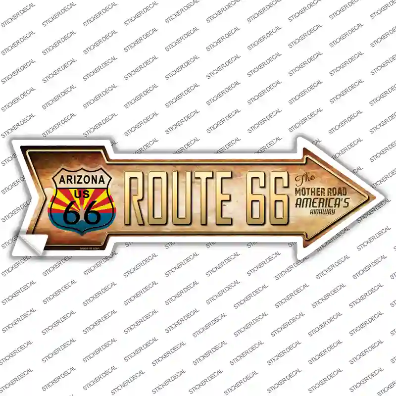 Route 66 Arizona Flag Novelty Arrow Sticker Decal