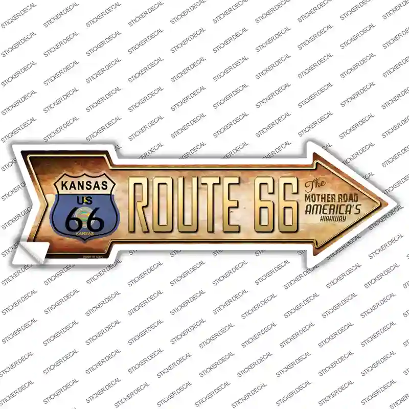 Route 66 Kansas Flag Novelty Arrow Sticker Decal