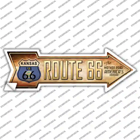 Route 66 Kansas Flag Novelty Arrow Sticker Decal