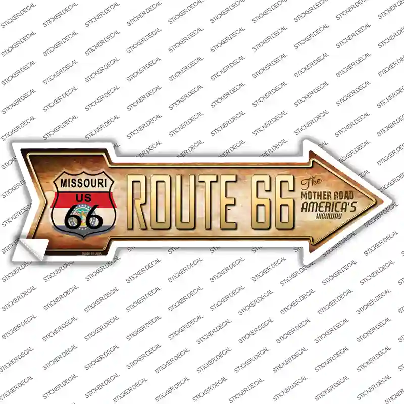 Route 66 Missouri Flag Novelty Arrow Sticker Decal