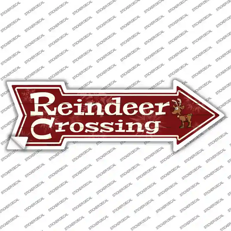 Reindeer Crossing Novelty Arrow Sticker Decal