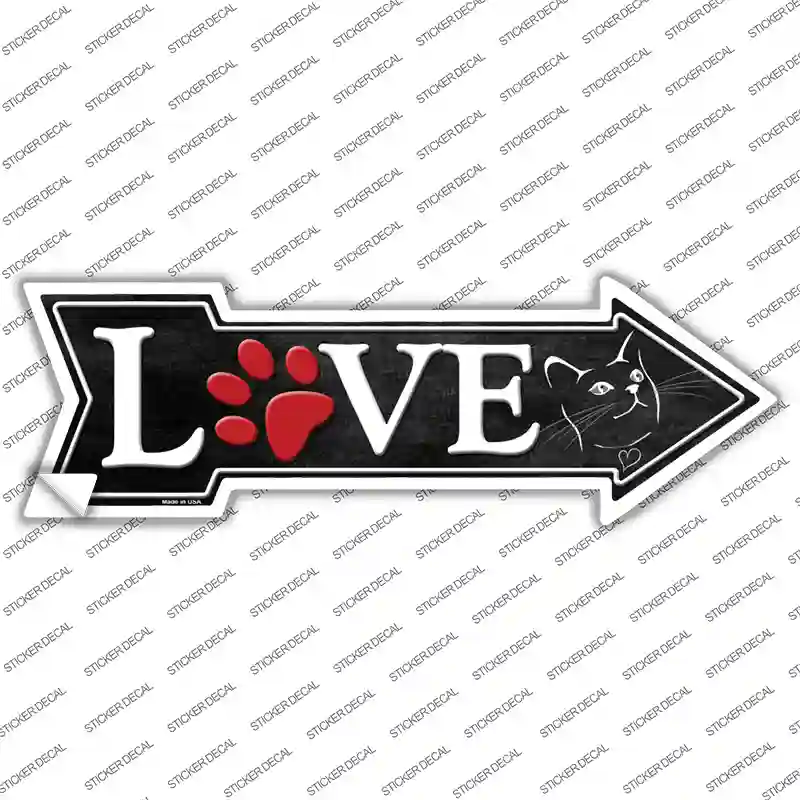 Love Cats Novelty Arrow Sticker Decal