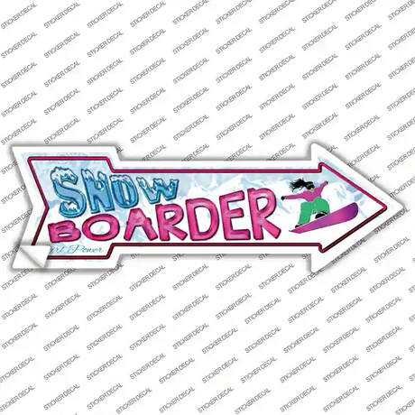 Snowboarder Girl Novelty Arrow Sticker Decal