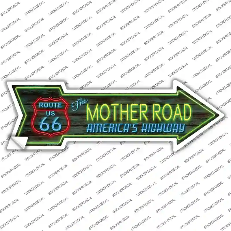 Route 66 Mother Road Neon Novelty Arrow Sticker Decal
