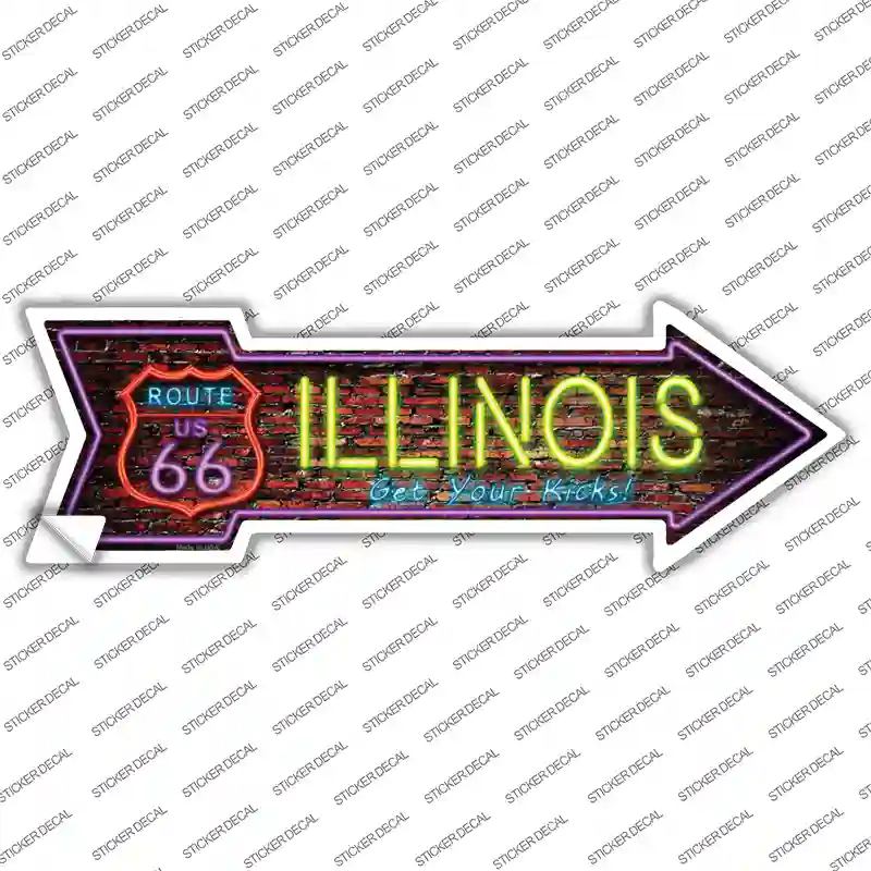 Illinois Neon Novelty Arrow Sticker Decal