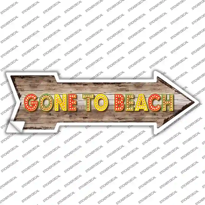 Gone To Beach Novelty Arrow Sticker Decal