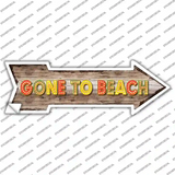Gone To Beach Novelty Arrow Sticker Decal