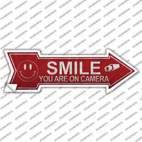 Smile Youre On Camera Novelty Arrow Sticker Decal