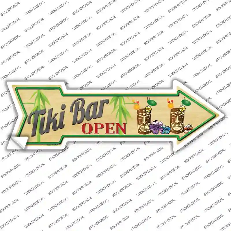 Tiki Bar Open Novelty Arrow Sticker Decal