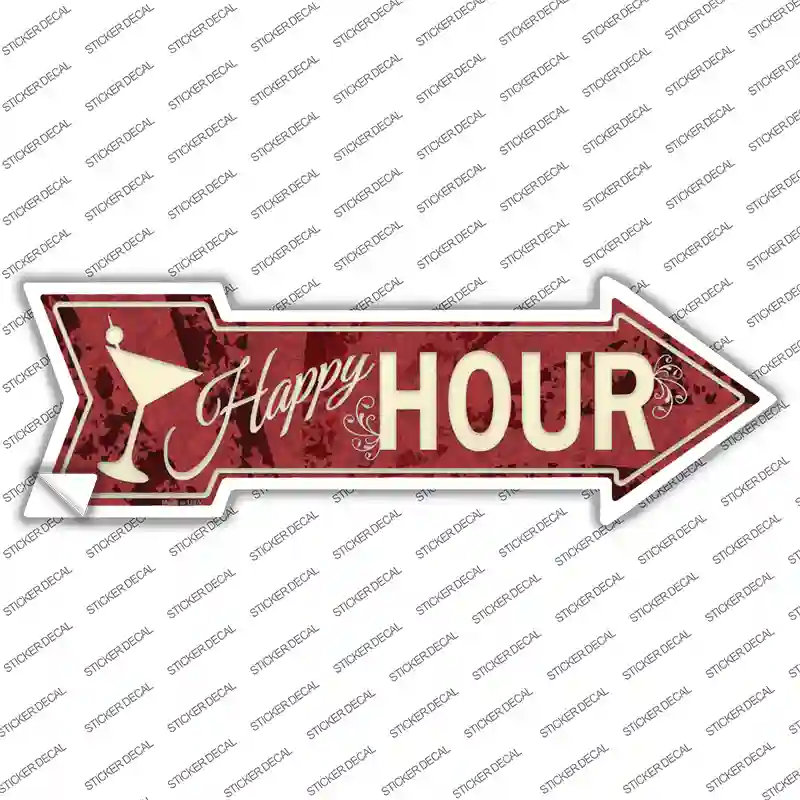 Happy Hour Novelty Arrow Sticker Decal