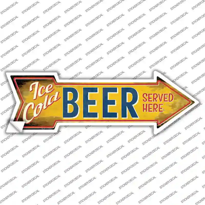 Ice Cold Beer Served Here Novelty Arrow Sticker Decal
