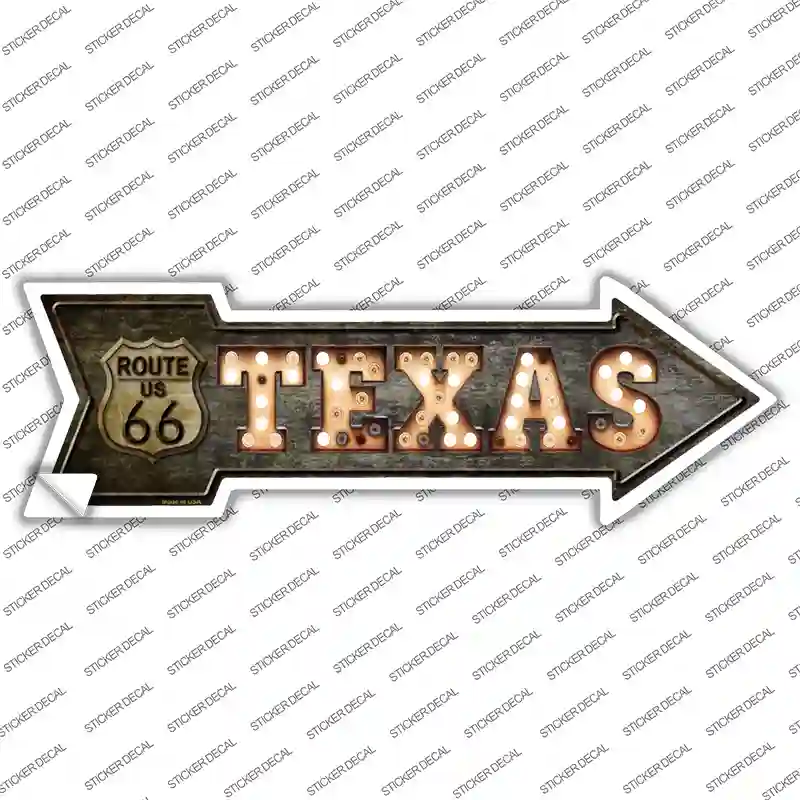 Texas Route 66 Bulb Letters Novelty Arrow Sticker Decal