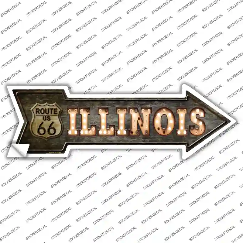 Illinois Route 66 Bulb Letters Novelty Arrow Sticker Decal