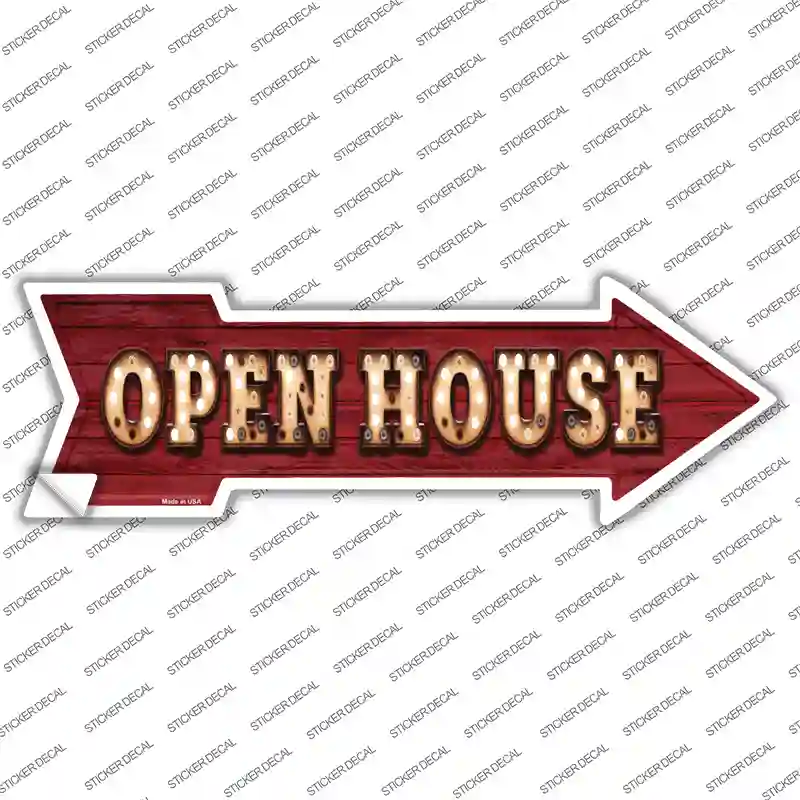 Open House Bulb Letters Novelty Arrow Sticker Decal