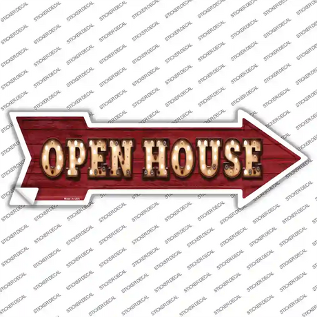 Open House Bulb Letters Novelty Arrow Sticker Decal