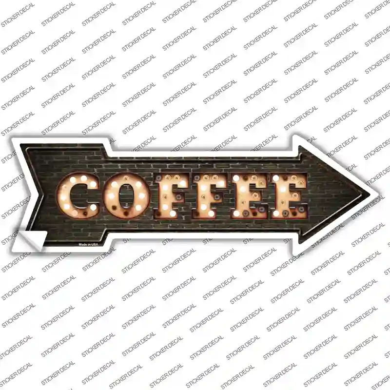 Coffee Bulb Letters Novelty Arrow Sticker Decal