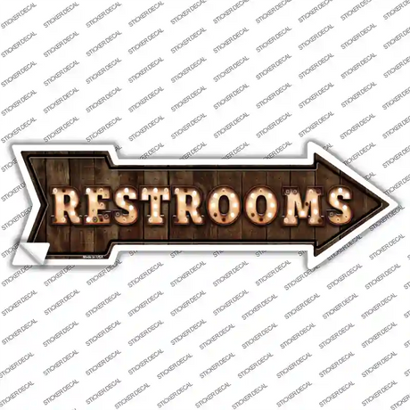 Restrooms Bulb Letters Novelty Arrow Sticker Decal