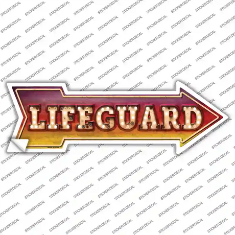 Lifeguard Bulb Letters Novelty Arrow Sticker Decal