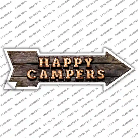 Happy Campers Bulb Letters Novelty Arrow Sticker Decal