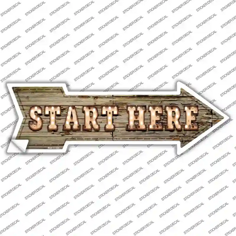 Start Here Bulb Letters Novelty Arrow Sticker Decal