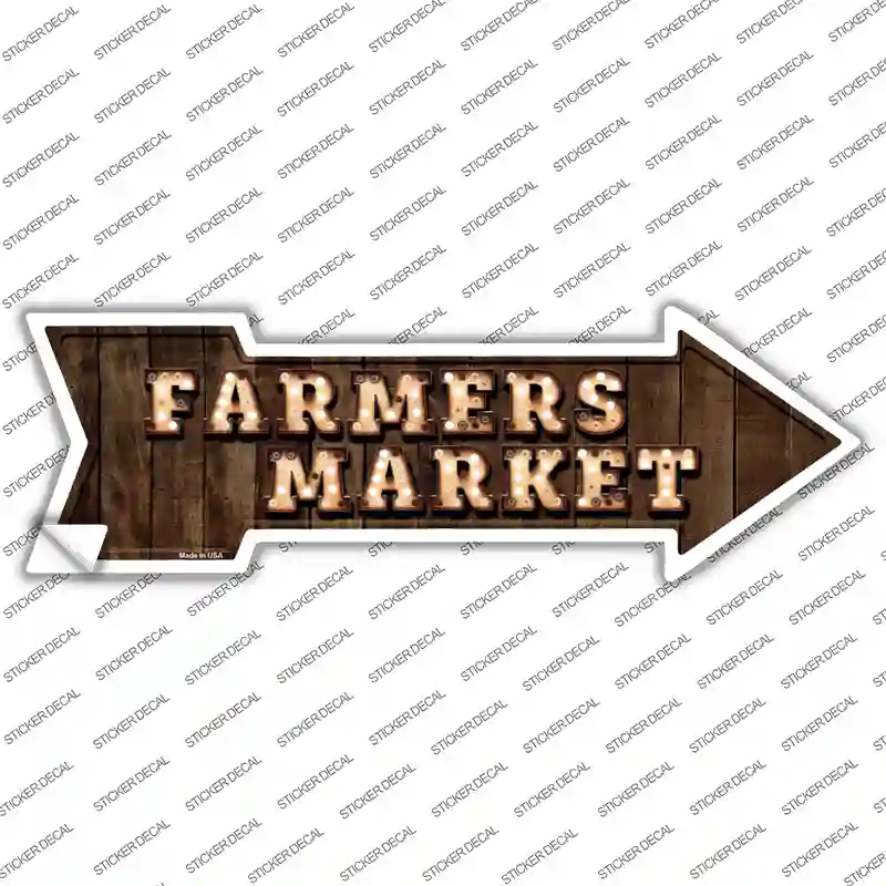 Farmers Market Bulb Letters Novelty Arrow Sticker Decal