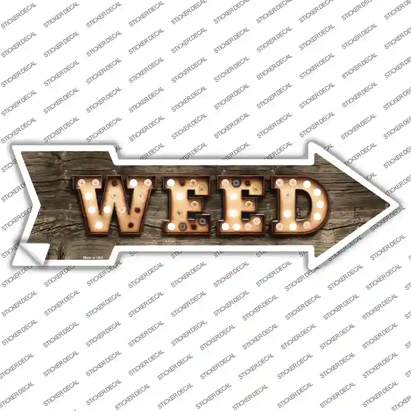 Weed Bulb Letters Novelty Arrow Sticker Decal