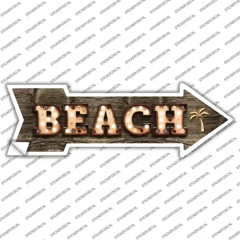 Beach With Trees Bulb Letters Novelty Arrow Sticker Decal