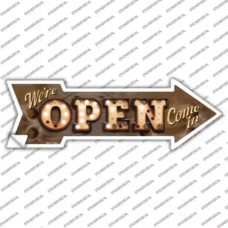 Were Open Bulb Letters Novelty Arrow Sticker Decal