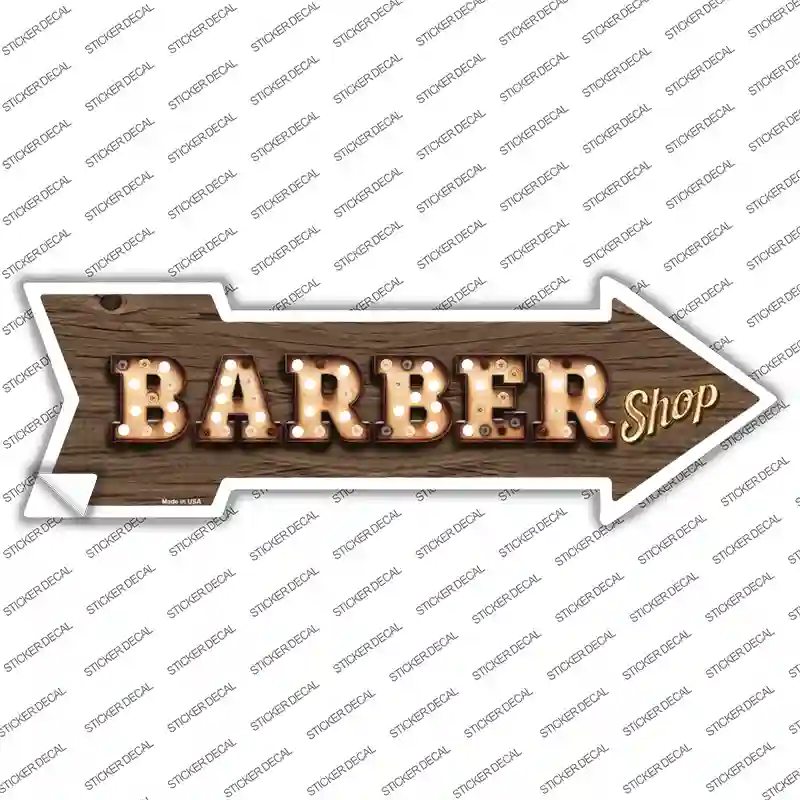 Barber Shop Bulb Letters Novelty Arrow Sticker Decal