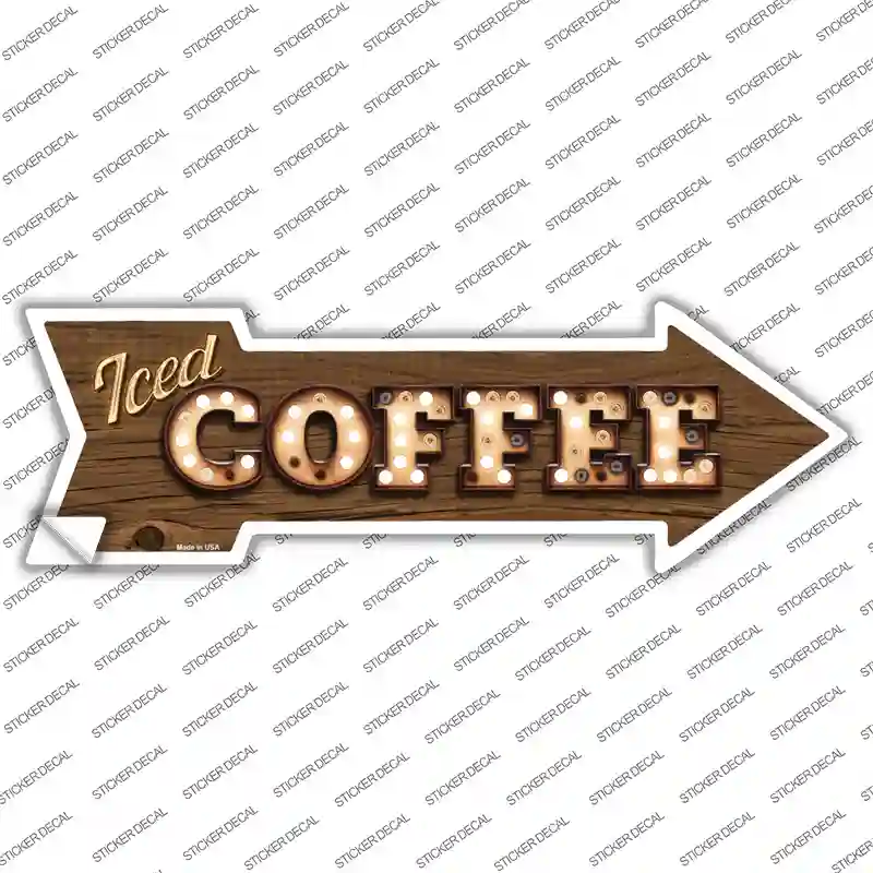 Iced Coffee Bulb Letters Novelty Arrow Sticker Decal