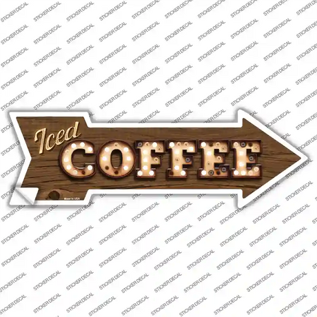 Iced Coffee Bulb Letters Novelty Arrow Sticker Decal