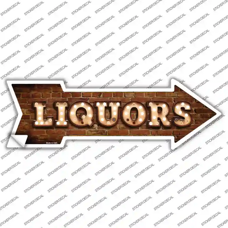 Liquors Bulb Letters Novelty Arrow Sticker Decal